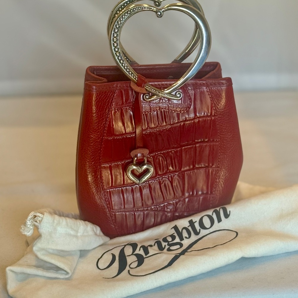 EUC Brighton Red Heart Handle Purse w/ Dust Bag